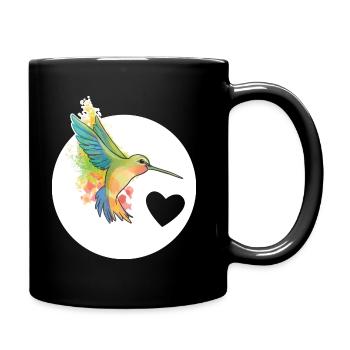 Hummingbird Colibri with heart spring design - Full Colour Mug - black - Right