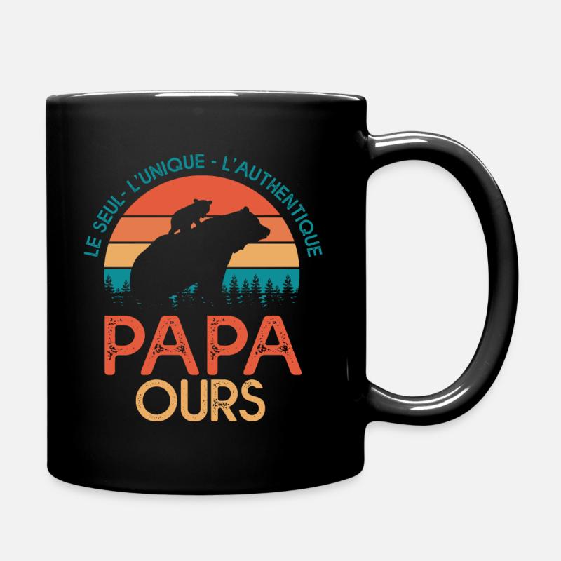 papa ours cadeau papa tshirt papa ours - Mug uni - noir