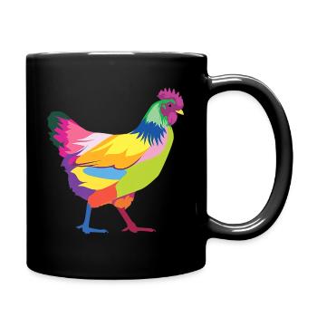 Buntes Huhn-T-Shirt Regenbogen T-Shirt Geschenk - Tasse einfarbig - Schwarz - Rechts