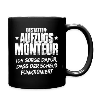 Aufzugsmonteur Aufzugsmechaniker Elevator Mechanic - Tasse einfarbig - Schwarz - Rechts