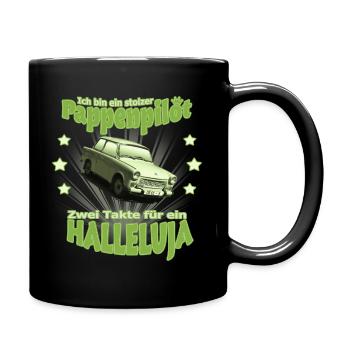 PAPPENPILOT  601 Trabi KULT grün - Tasse einfarbig - Schwarz - Rechts