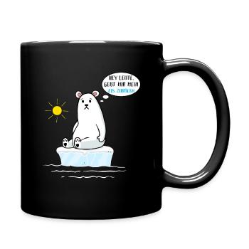 Klimawandel Umweltschutz Erderwärmung Eisbär - Tasse einfarbig - Schwarz - Rechts