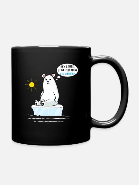 Klimawandel Umweltschutz Erderwärmung Eisbär - Tasse einfarbig - Schwarz