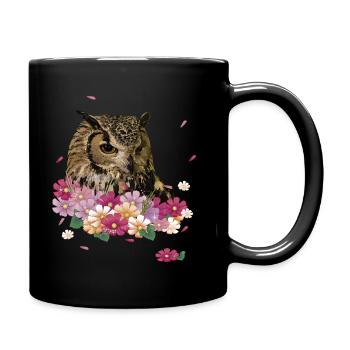 Eagle owl - Full Colour Mug - black - Right