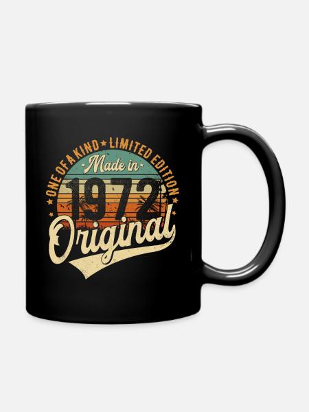 1972 Vintage Born Retro Vintage Birthday - Full Colour Mug - black