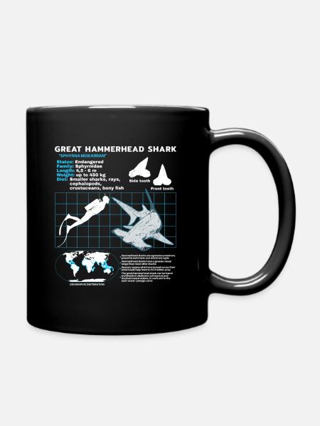 Hammerhai Datenblatt - Tasse einfarbig - Schwarz