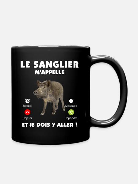 Chasse, chasseur de sanglier citation humour - Mug uni - noir