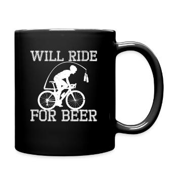 Will ride for beer - Fahrrad Bier Shirt Motiv - Tasse einfarbig - Schwarz - Rechts