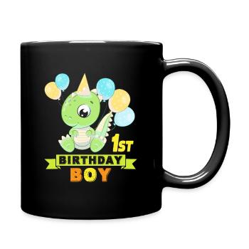 1. Geburtstag mit Dinosaurier Ich bin 1. - Tasse einfarbig - Schwarz - Rechts