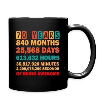 70. Geburtstag - Tasse einfarbig - Schwarz - Rechts