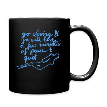 Go Diving - Taucher Spruch blau - Tasse einfarbig - Schwarz - Rechts