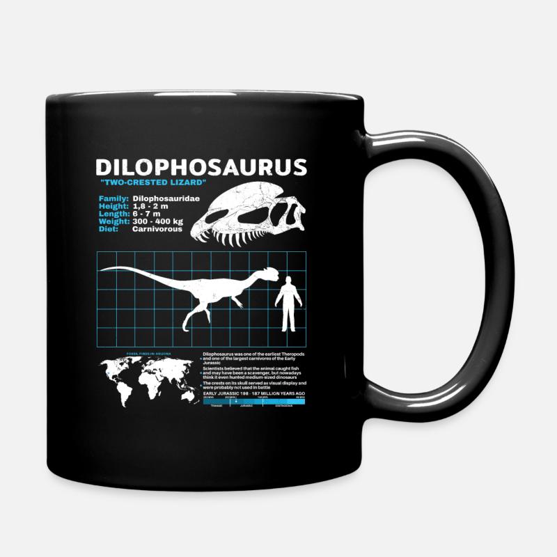 Dilophosaurus Datenblatt - Tasse einfarbig - Schwarz
