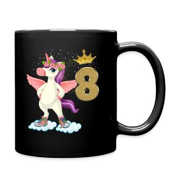Licorne anniversaire 8 ans - Mug uni - noir - Droite
