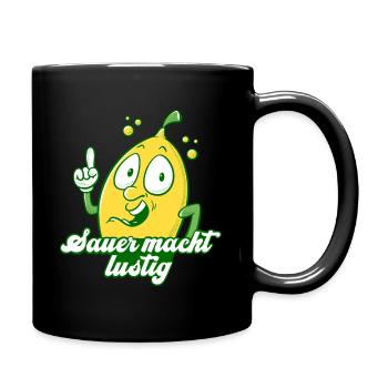 Sauer macht lustig - Die Zitrone - Tasse einfarbig - Schwarz - Rechts