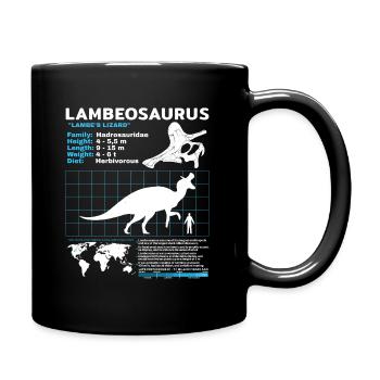 Lambeosaurus Datenblatt Fact Sheet - Tasse einfarbig - Schwarz - Rechts