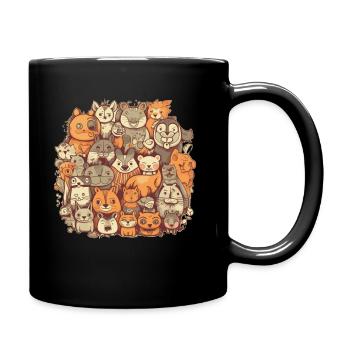 Animaux drôles, motif animal pour enfants mignons - Mug uni - noir - Droite