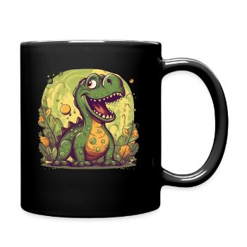 Cute dino in green, cute dinosaur motif - Full Colour Mug - black - Right