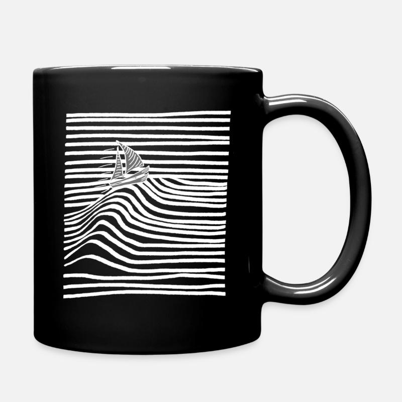 Boot auf Welle - Tasse einfarbig - Schwarz
