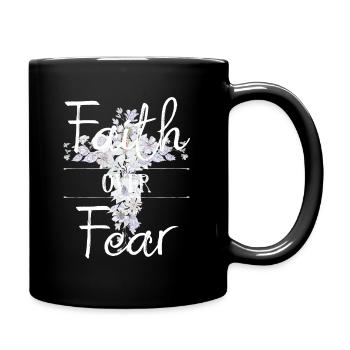 Floral cross with Christian quote - Full Colour Mug - black - Right