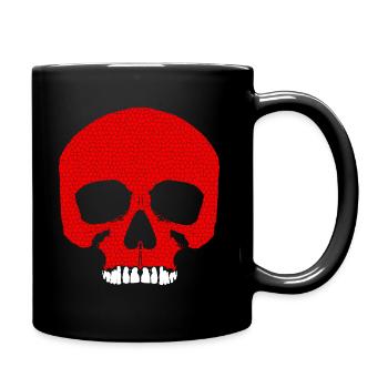 Crâne rouge avec motif de fissure / tête de mort - Mug uni - noir - Droite
