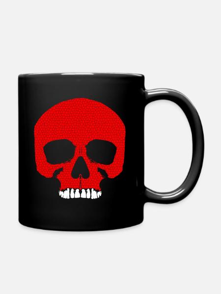 Roter Totenkopf mit Rissmuster / Schädel - Tasse einfarbig - Schwarz