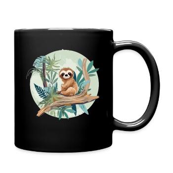 Cute sloth in the jungle - Full Colour Mug - black - Right