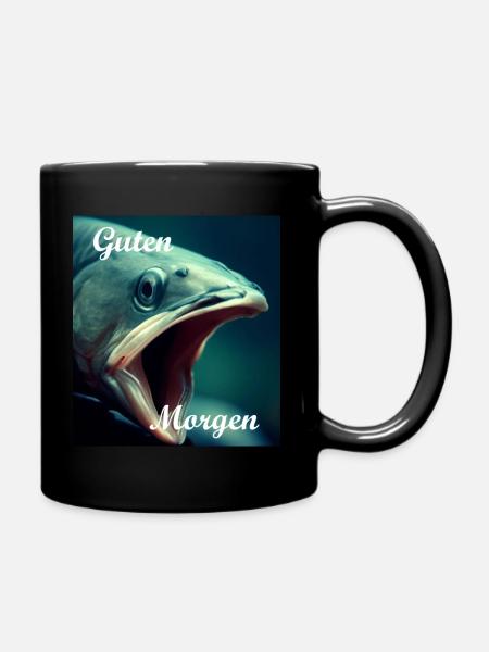 Guten Morgen Fisch - Tasse einfarbig - Schwarz