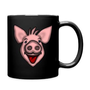 Porcelet souriant - Mug uni - noir - Droite