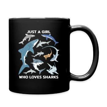Just a girl who loves Sharks - Tasse einfarbig - Schwarz - Rechts