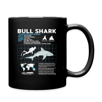 Bullenhai Datenblatt - Tasse einfarbig - Schwarz - Rechts