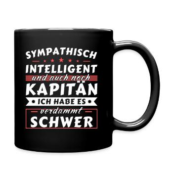 Sympathisch und intelligent - Kapitän Edition - Tasse einfarbig - Schwarz - Rechts
