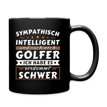 Sympathisch und intelligent - Golfer Edition - Tasse einfarbig - Schwarz - Rechts
