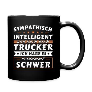 Sympathisch und intelligent - Trucker Edition - Tasse einfarbig - Schwarz - Rechts