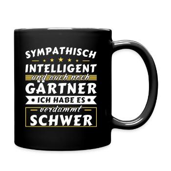 Sympathisch und intelligent - Gärtner Edition - Tasse einfarbig - Schwarz - Rechts