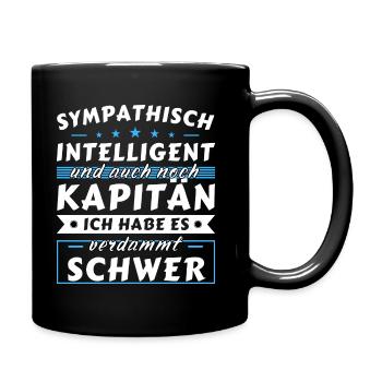 Sympathisch und intelligent - Kapitän Edition - Tasse einfarbig - Schwarz - Rechts