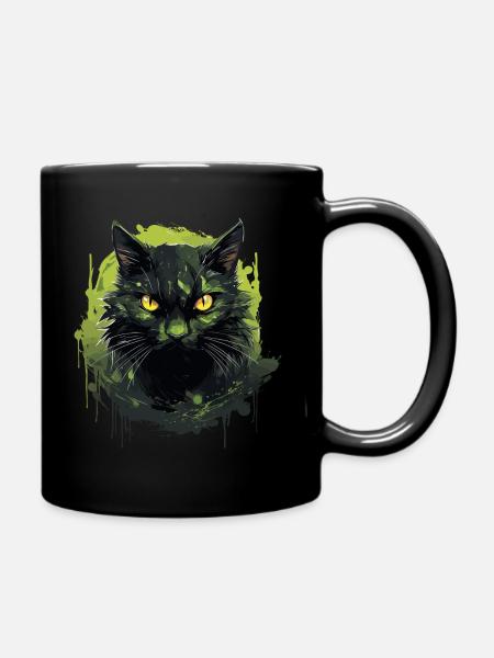 Cooles Katzen Design - Tasse einfarbig - Schwarz