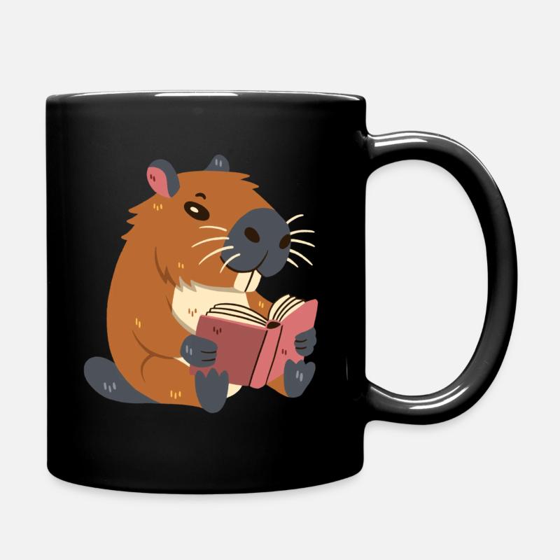 Capybara lit un livre - Mug uni - noir