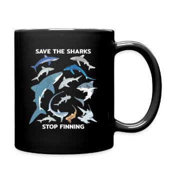 Stop Finning Blauhai Walhai Hammerhai Haiarten - Tasse einfarbig - Schwarz - Rechts