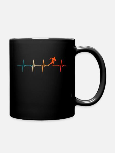 Rugby battement de coeur cadeau joueur de rugby - Mug uni - noir