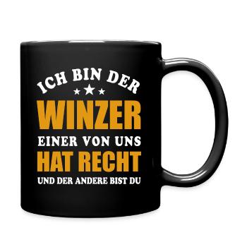 Ich bin der Winzer - einer von uns hat Recht - Tasse einfarbig - Schwarz - Rechts