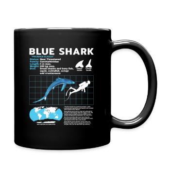 Blauhai Datenblatt Fact Sheet - Tasse einfarbig - Schwarz - Rechts