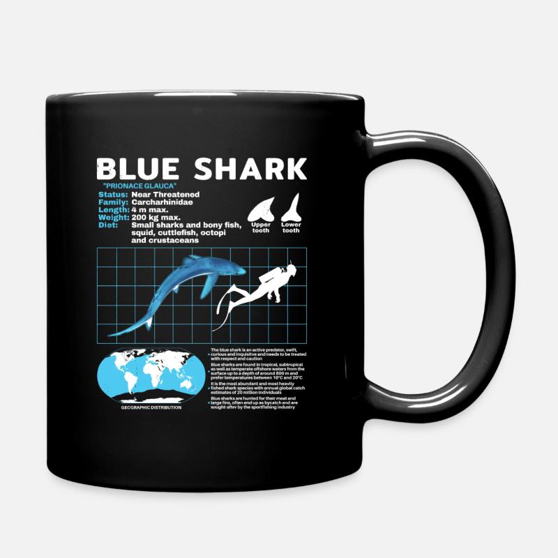 Blauhai Datenblatt Fact Sheet - Tasse einfarbig - Schwarz