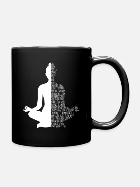 Yoga, Meditation, Lotussitz, new age Design, - Tasse einfarbig - Schwarz