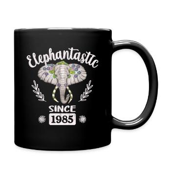 Elephantastic since 1985, Elephant Head Decorated - Full Colour Mug - black - Right