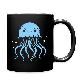 Float on, Qualle mit Tentakeln, Meeresbewohner - Tasse einfarbig - Schwarz - Rechts
