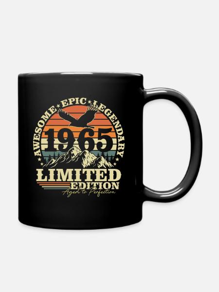 Vintage 1965 Né Vintage Rétro Anniversaire - Mug uni - noir