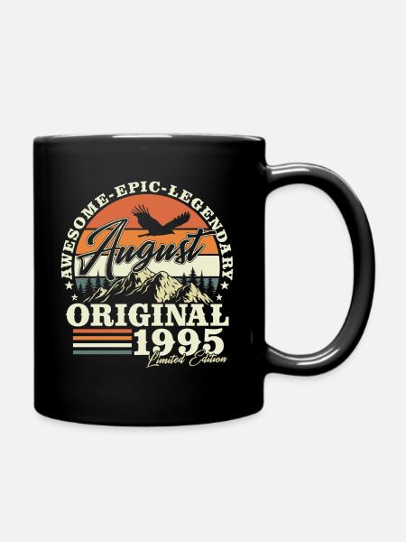 August 1995 Jahrgang Vintage Retro Geburtstag - Tasse einfarbig - Schwarz