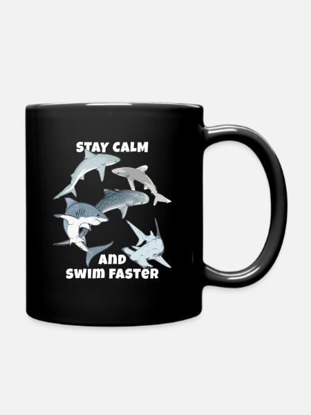 Bleib Ruhig und schwimme schneller - Tasse einfarbig - Schwarz