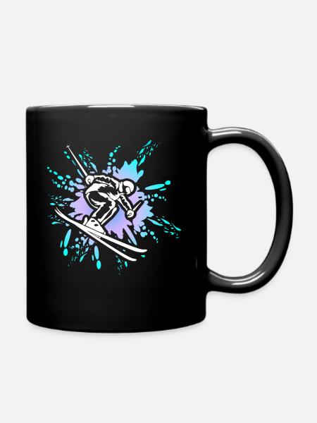 Skifahren Skiurlaub Wintersport Geschenk - Tasse einfarbig - Schwarz