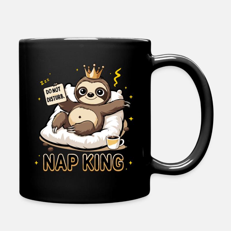 Nap King Faultier Design - Tasse einfarbig - Schwarz